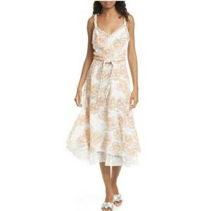 NEW DYVNA Womens Chacha Floral Dress Size 10 Braided Strap Silk Midi‎ NO BELT